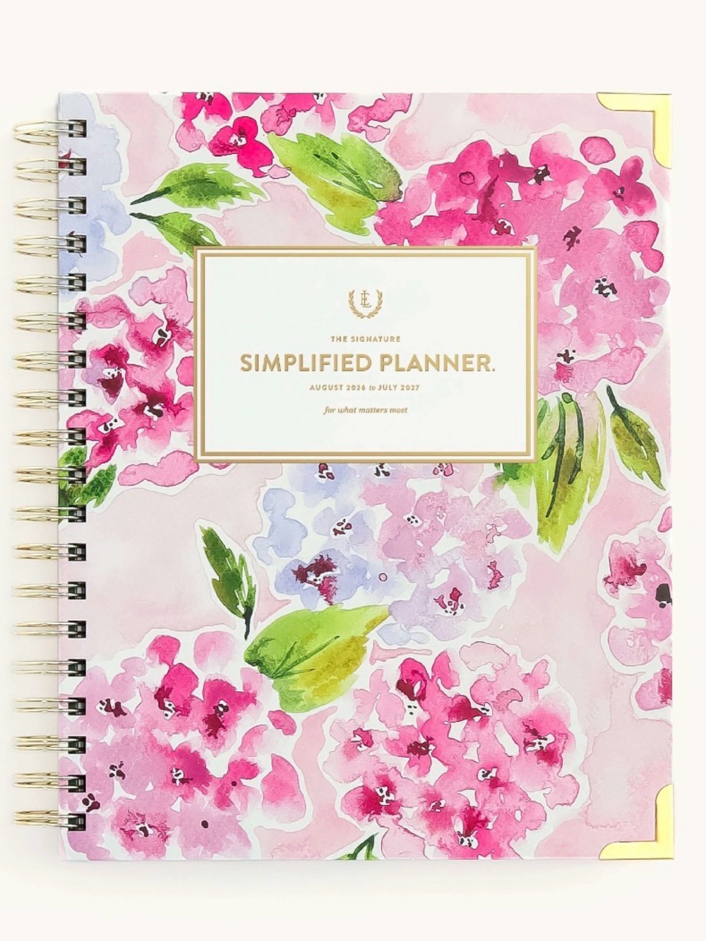 Simplified Planner Floral July 2026–July 2027 - Pink